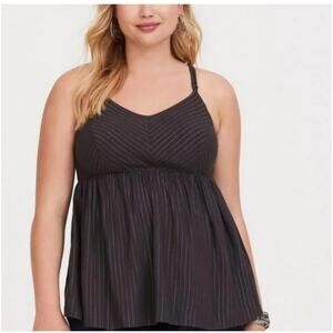 NEW! Torrid Metallic Pinstripe Challlis Babydoll Top, NWT, Plus Size 0